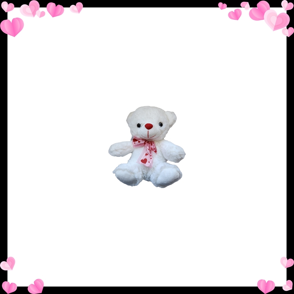 White Teddy Bear with Red Accents